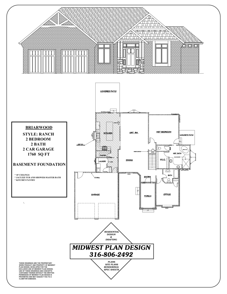 Briarwood ranch plan sheet, the kind of example to mark up for a home design consultation checklist