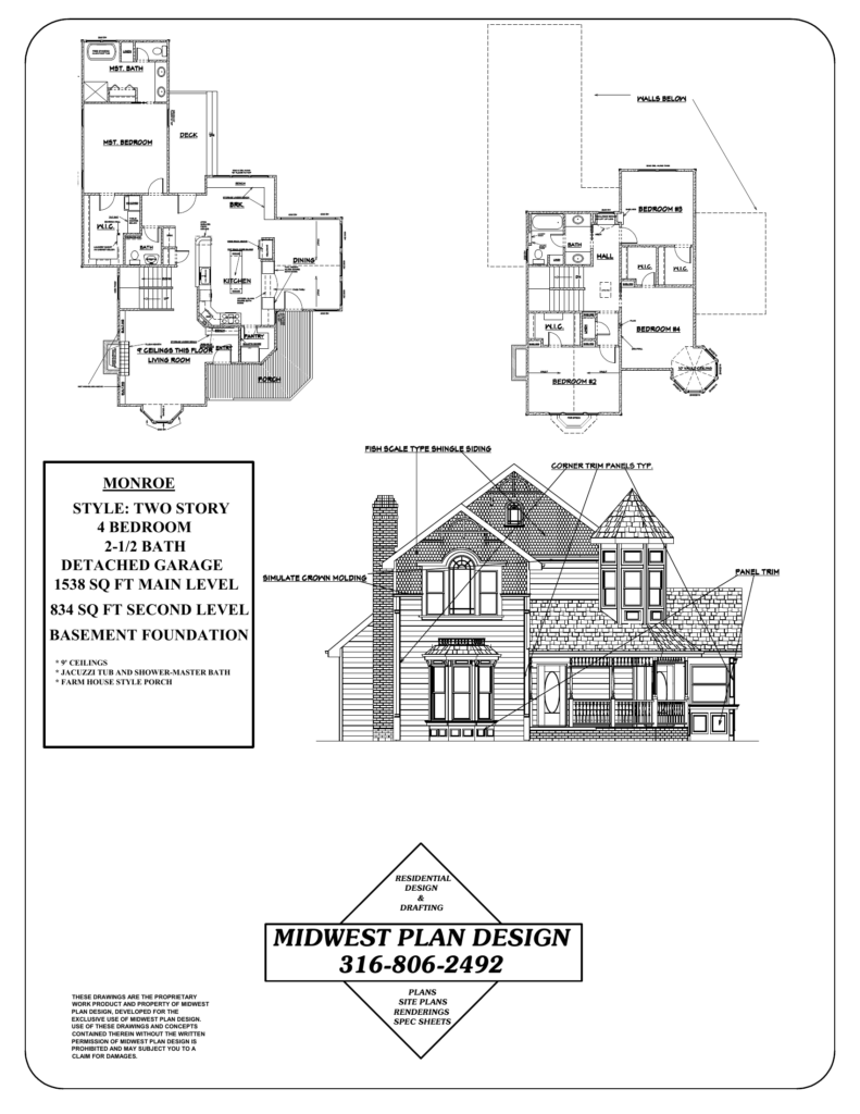 Monroe plan with a detached garage, a layout often paired with an accessory apartment under Wichita zoning