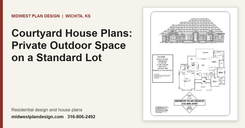 Courtyard House Plans: Private Outdoor Space on a Standard Lot | MidWest Plan Design, Wichita, KS