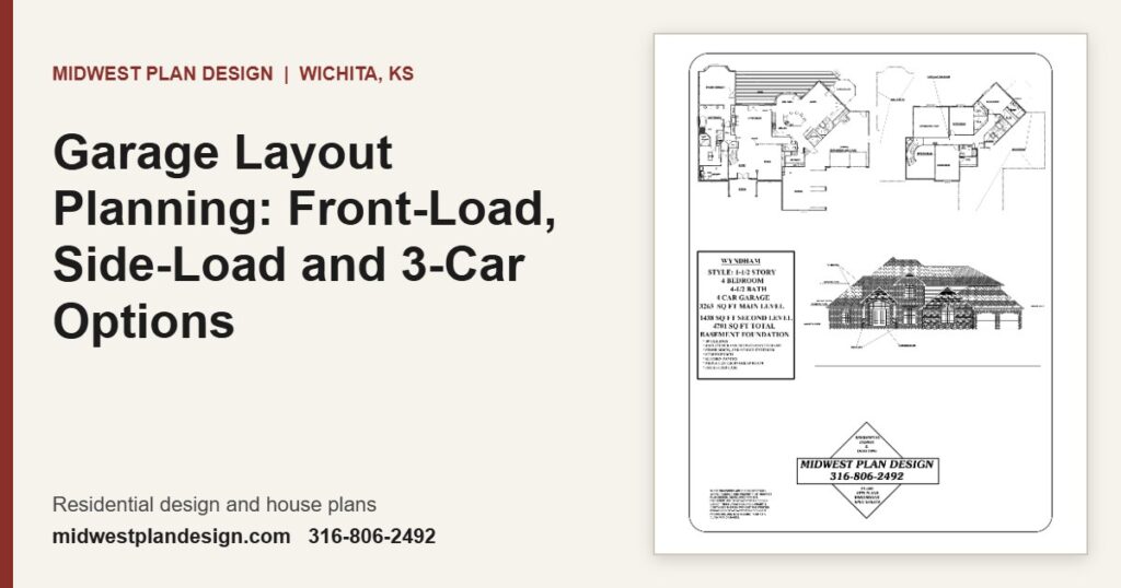 Garage Layout Planning: Front-Load, Side-Load and 3-Car Options | MidWest Plan Design, Wichita, KS