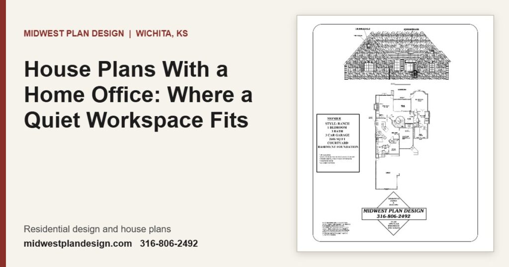 House Plans With a Home Office: Where a Quiet Workspace Fits | MidWest Plan Design, Wichita, KS