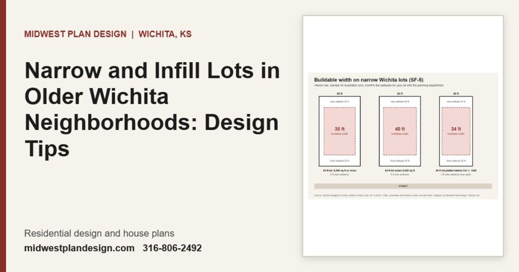 Narrow and Infill Lots in Older Wichita Neighborhoods: Design Tips | MidWest Plan Design, Wichita, KS